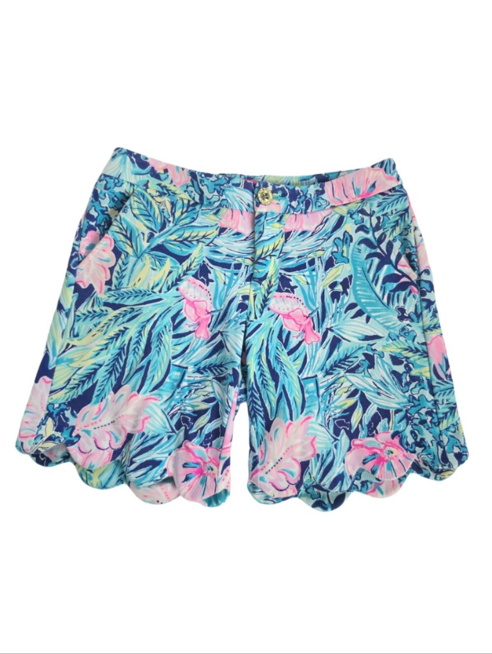 LILLY PULITZER 7" Darci Knit Short In Lapis Lazuli Beach Club Blooms